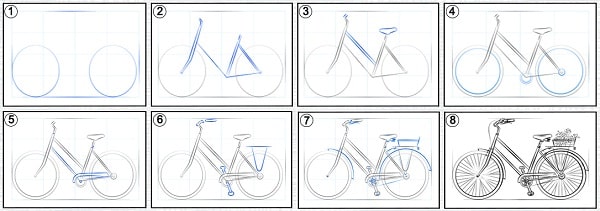 how to draw a bike